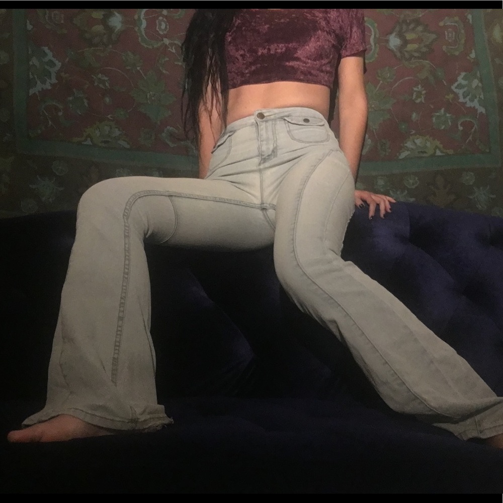 Light wash denim high waisted flare jeans (SOLD)